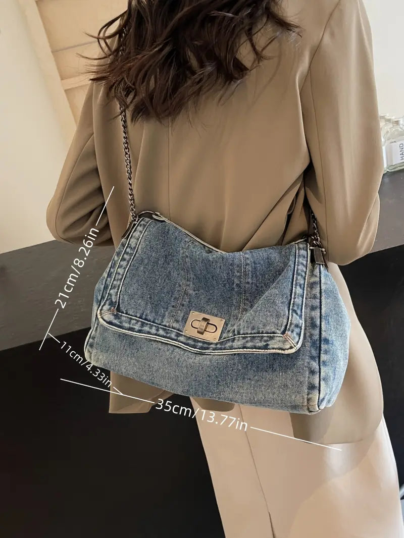 DENIM FLAP BAG