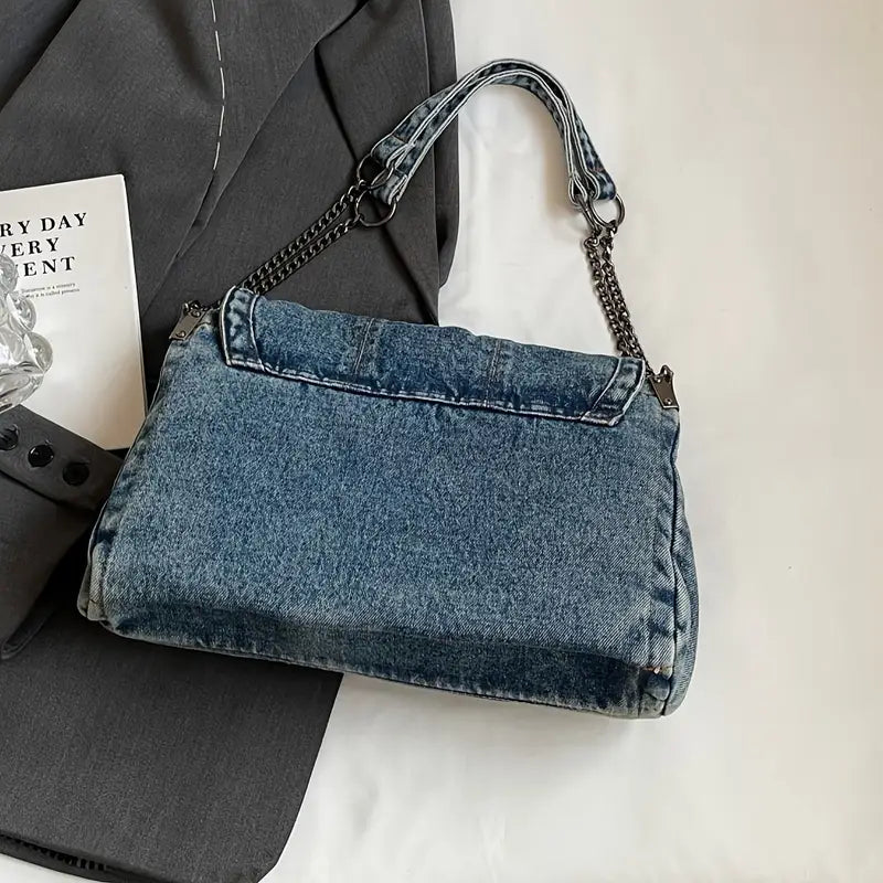 DENIM FLAP BAG
