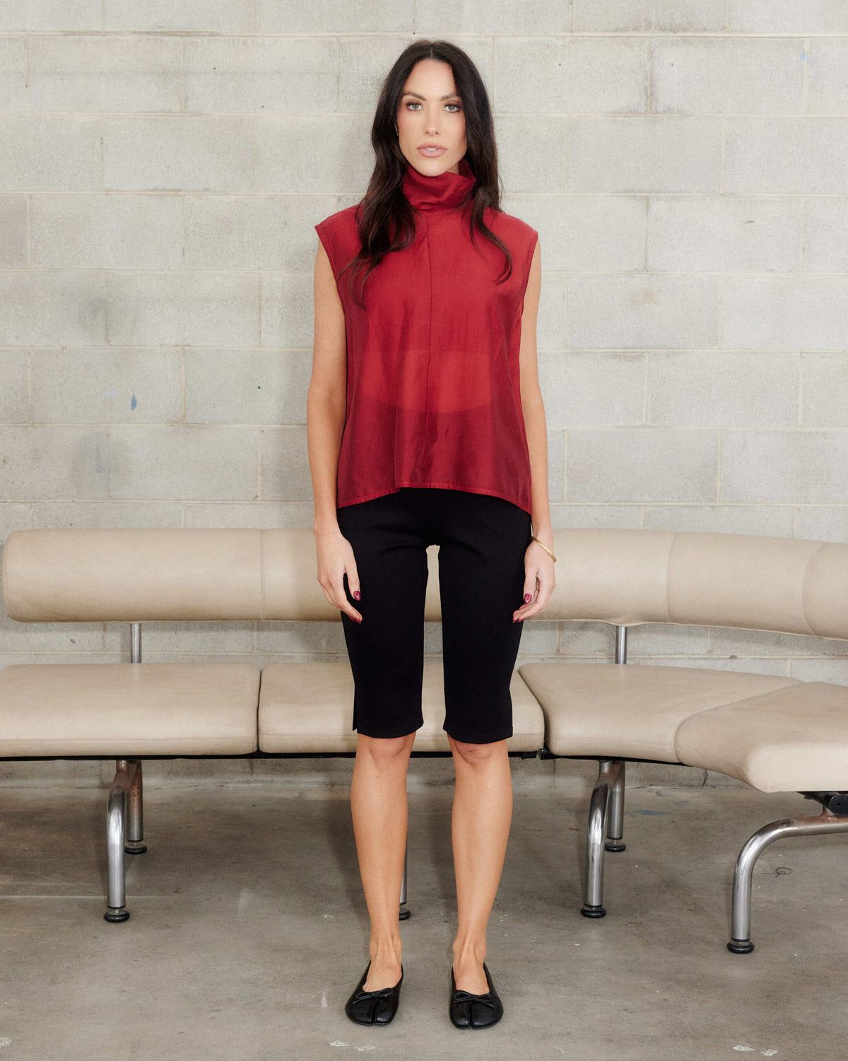 Sheer Funnel Neck Top