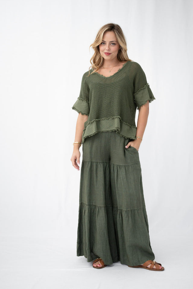 TIERED LINEN PANTS