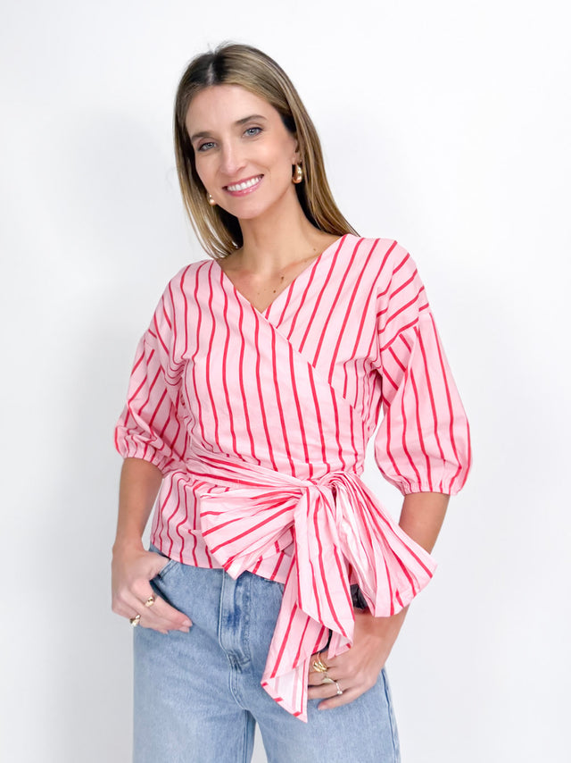 MAXINE STRIPE WRAP SHIRT
