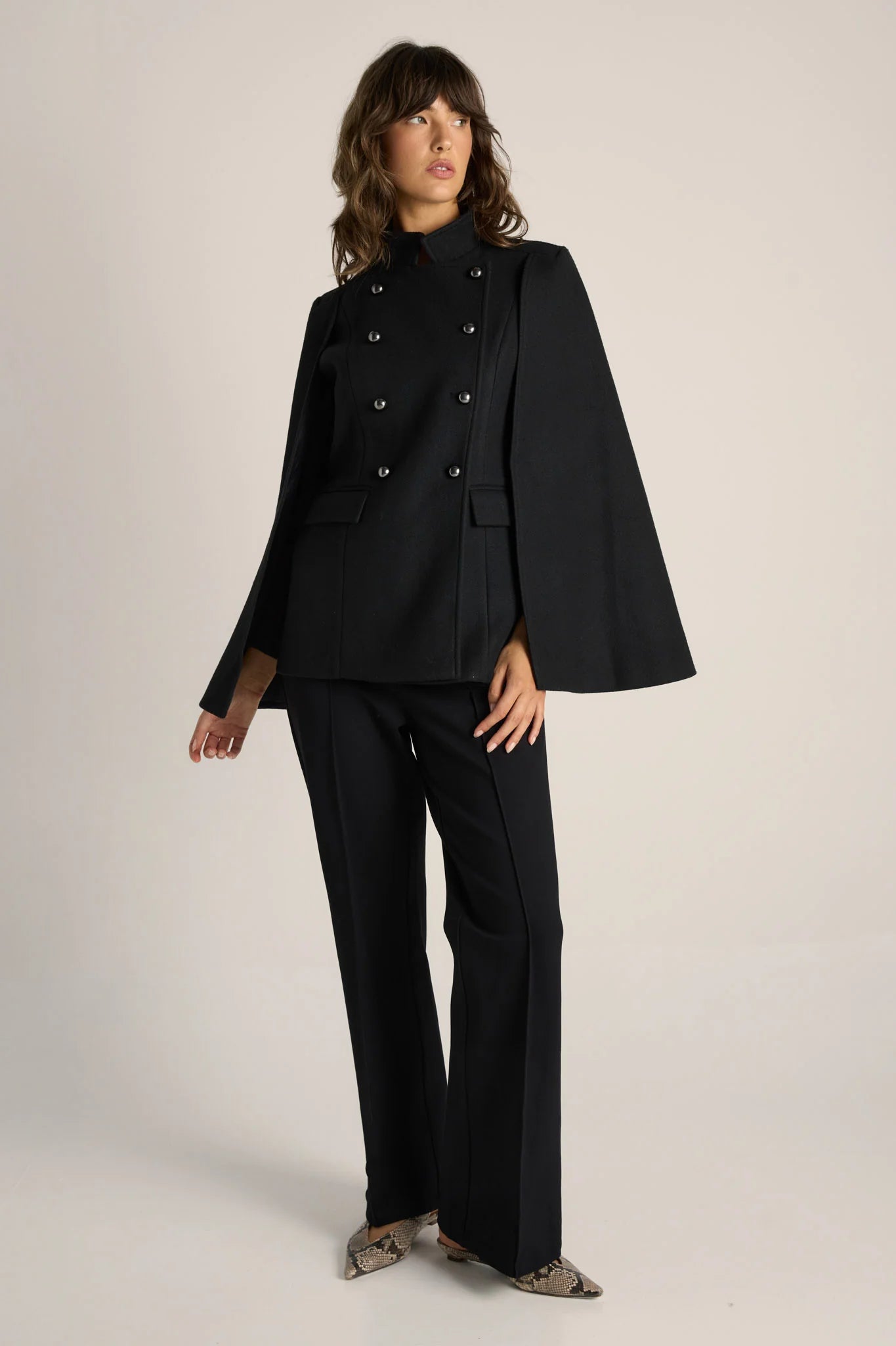 Ellis Military Cape - Black