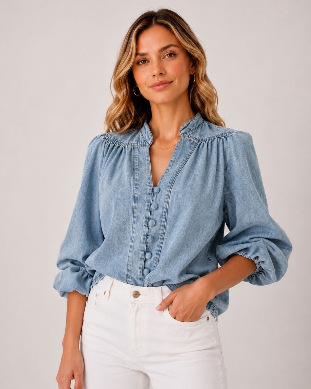 CASSANDRA DENIM BLOUSE