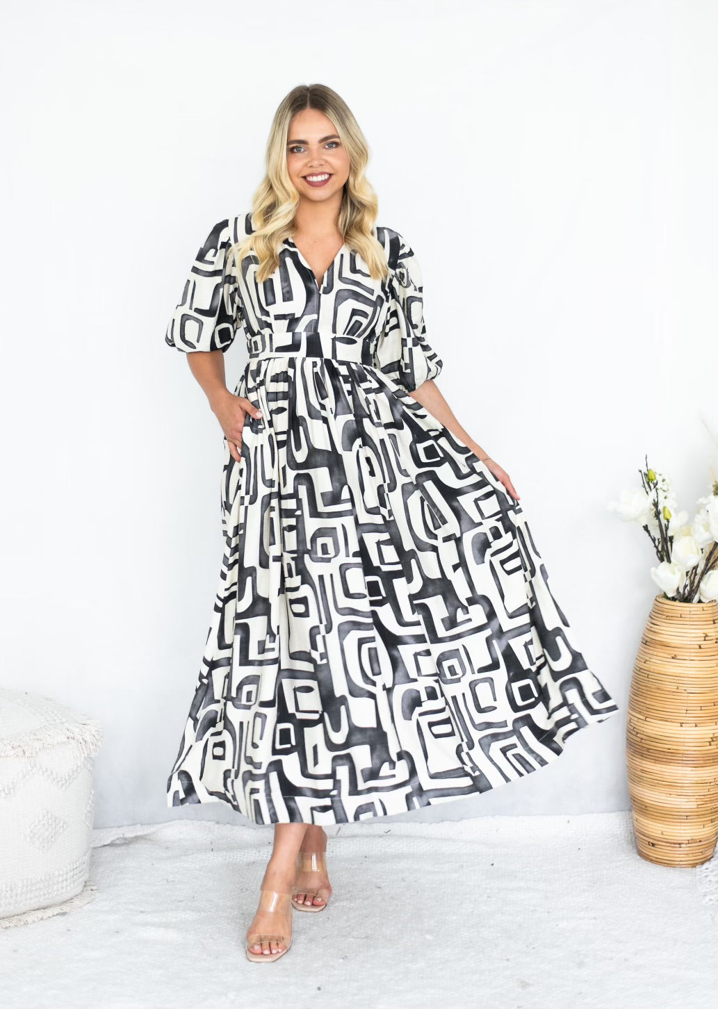 GEOMETRIC  AVARI MIDI DRESS