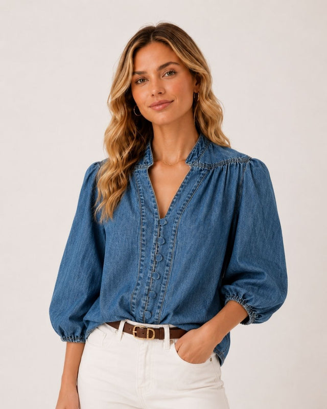 CASSANDRA DENIM BLOUSE