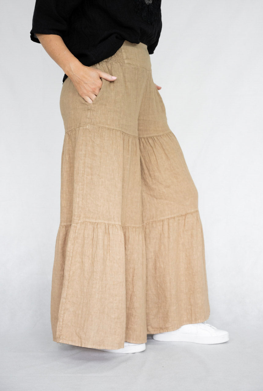 TIERED LINEN PANTS