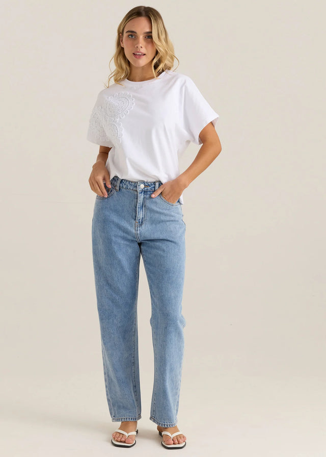 Kalani Straight Leg Jean - 90's Blue Wash