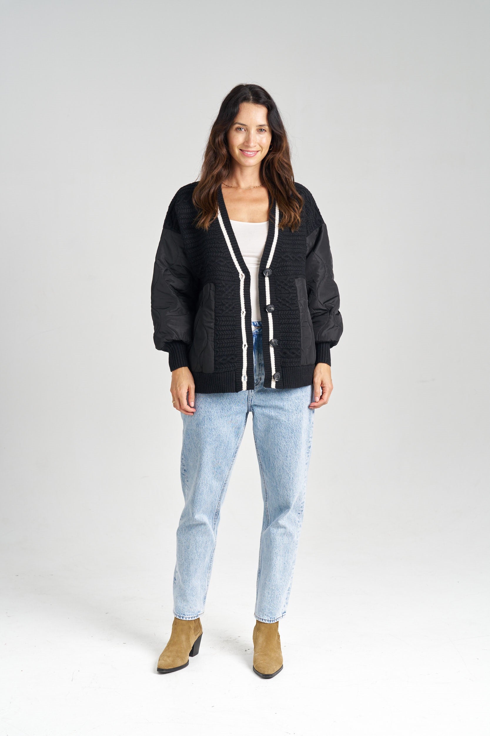 COLLEGE PUFFER KNIT JACKET