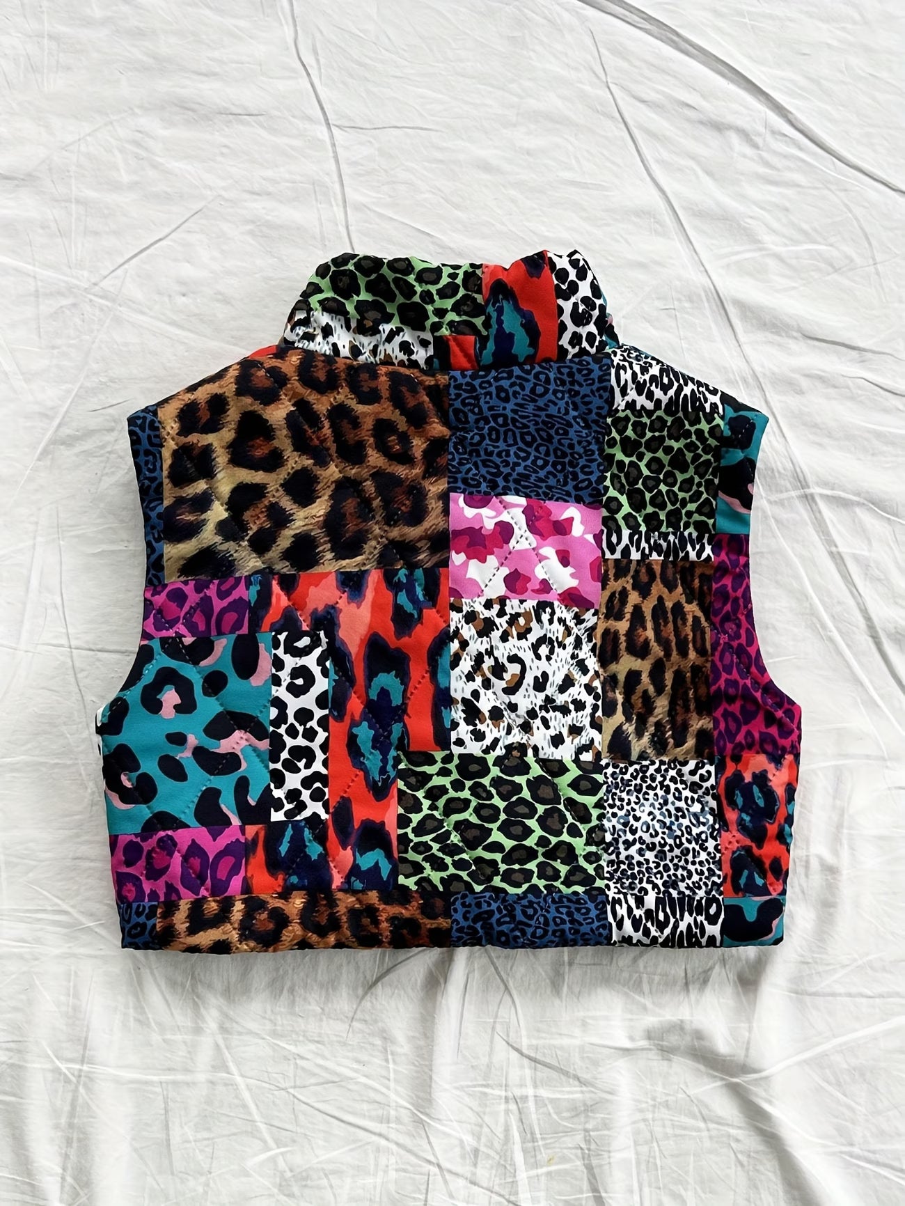 ANIMAL CONTRAST PUFFER VEST