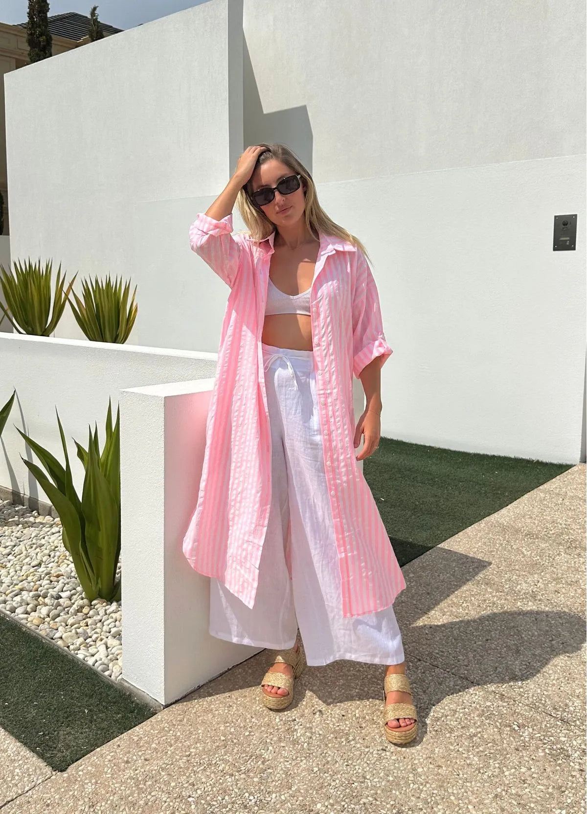 STRIPE NEON SHIRT DRESS