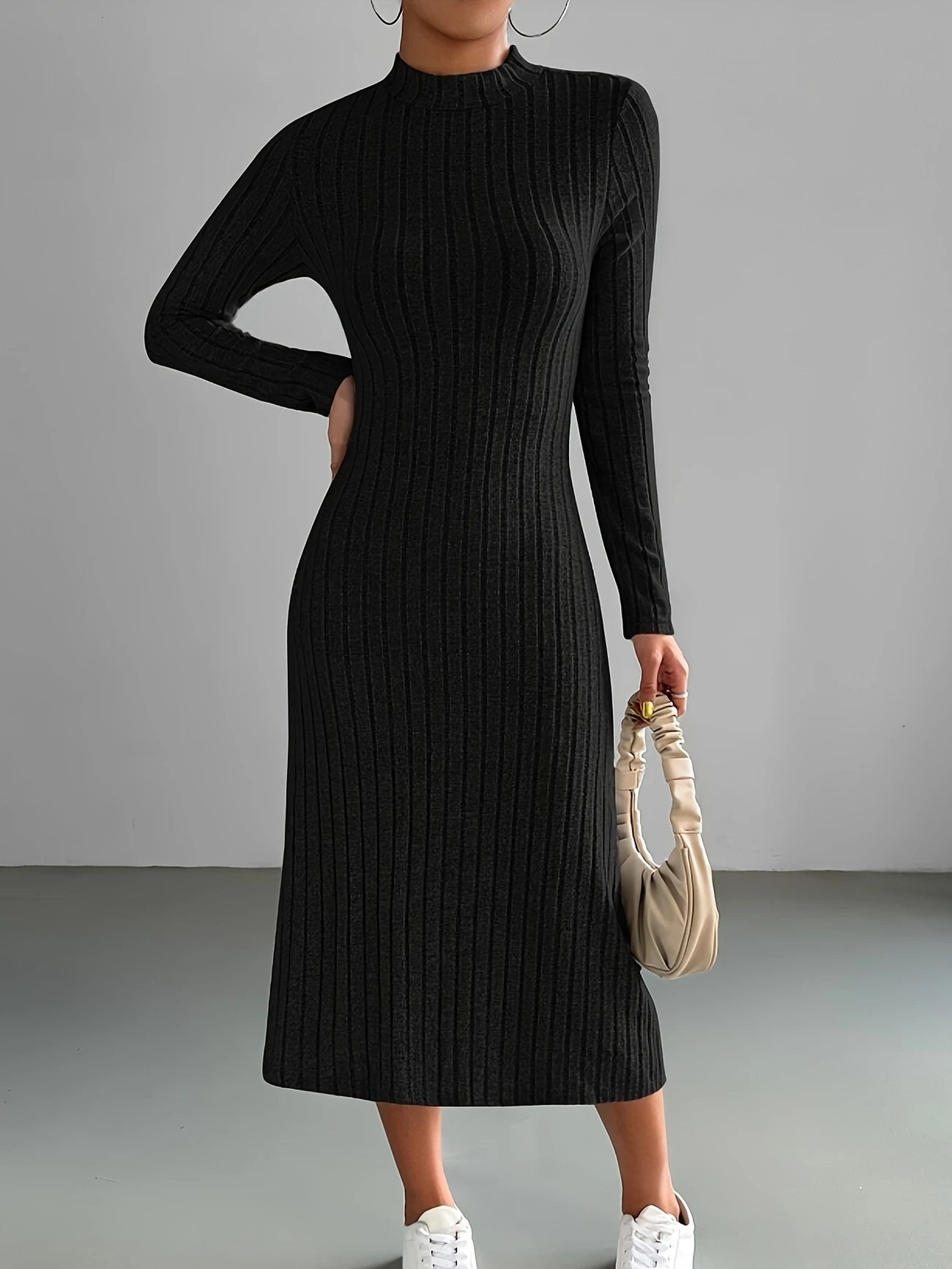 CLASSIC RIBBED MIDI DRESS
