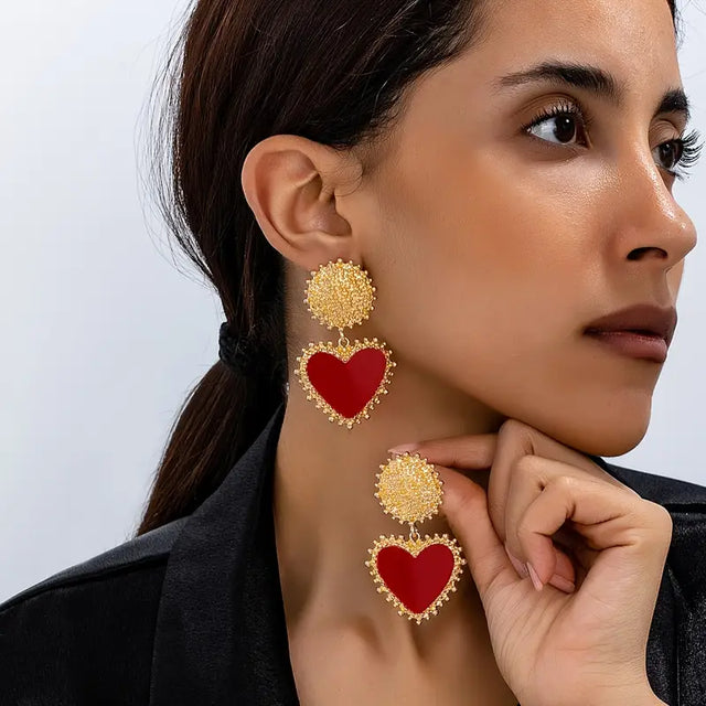 Plated Heart Dangle Earrings