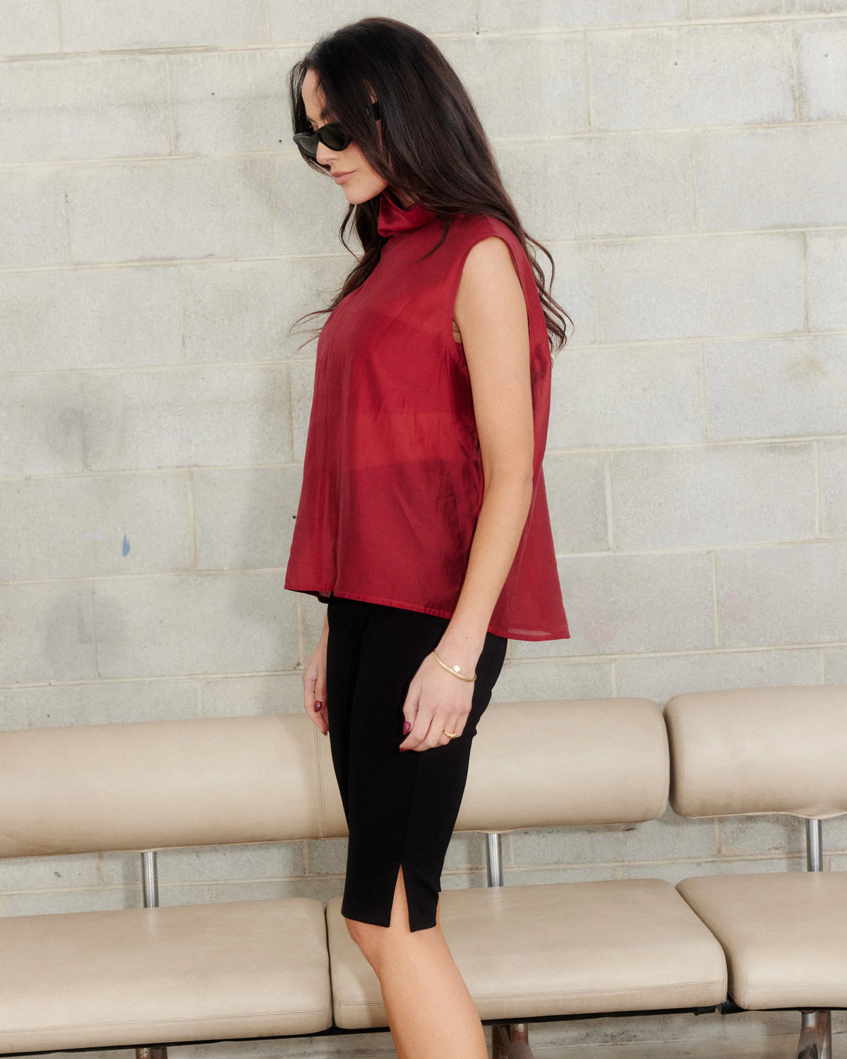 Sheer Funnel Neck Top