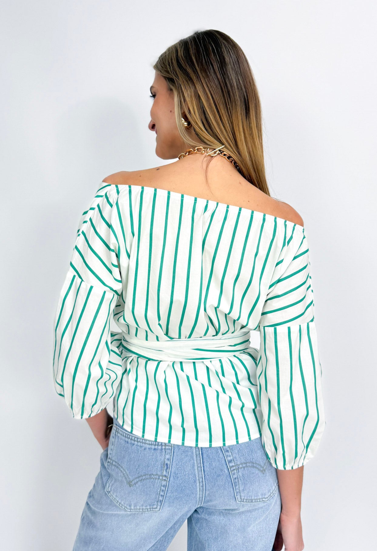 MAXINE STRIPE WRAP SHIRT