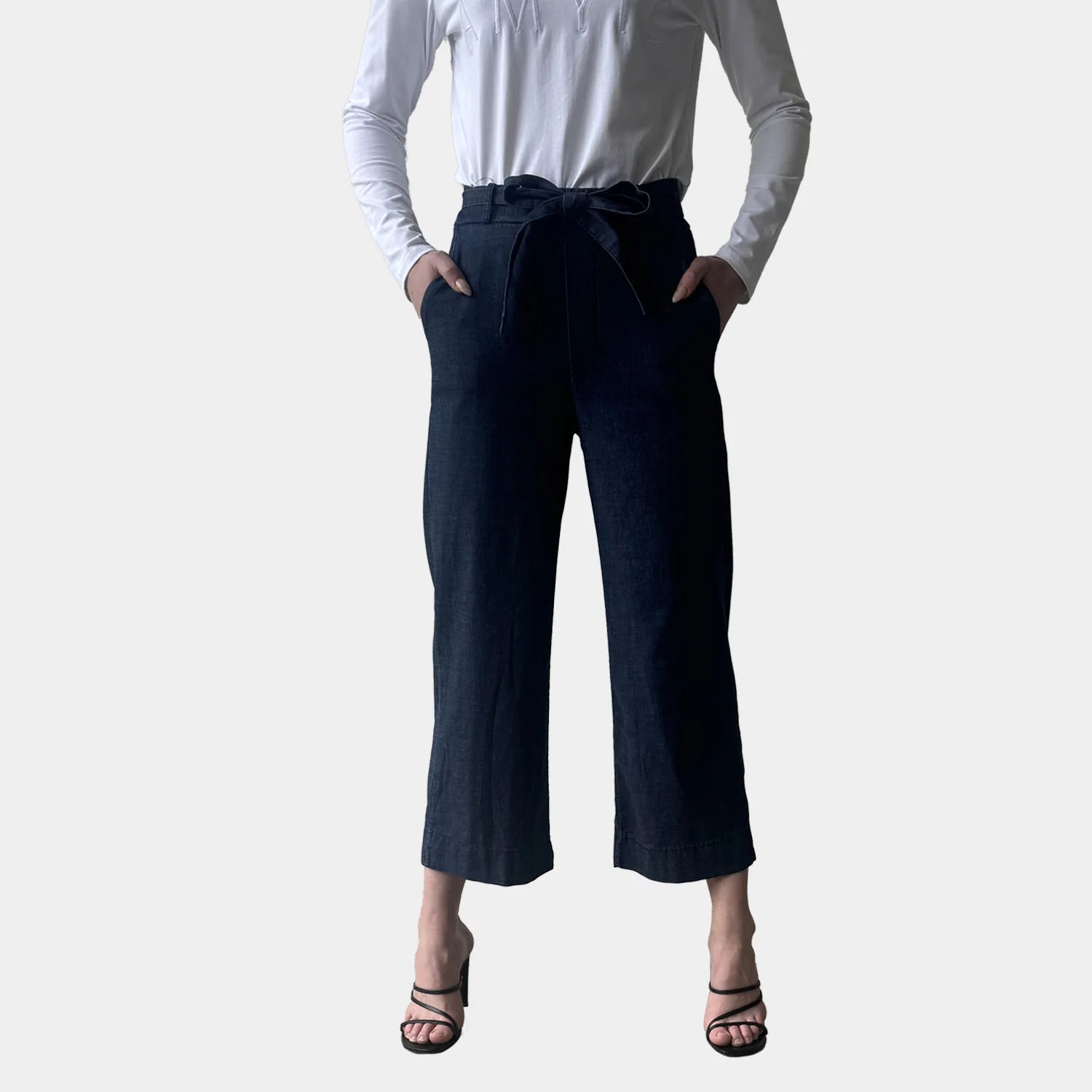 TIE WAIST DENIM PANT