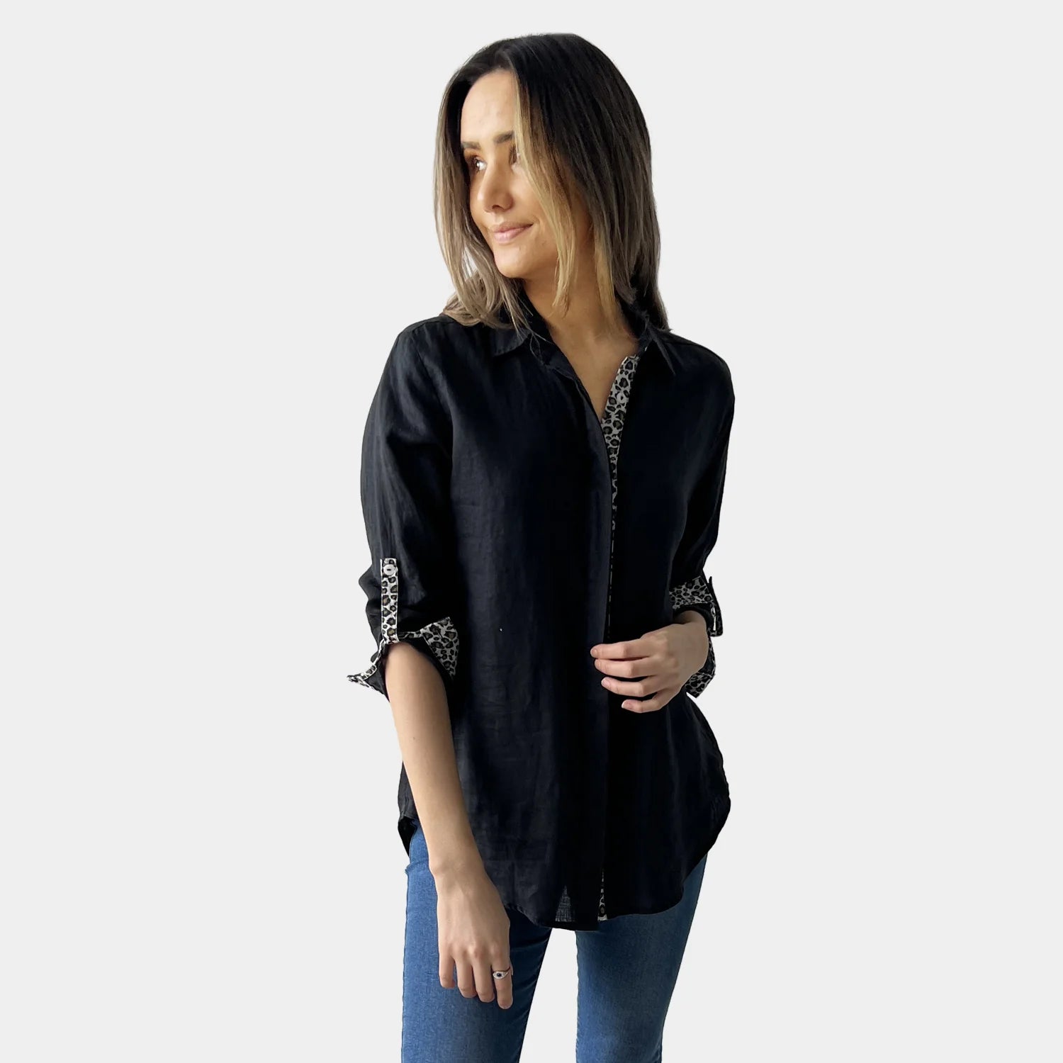 LEO CONTRAST LINEN SHIRT