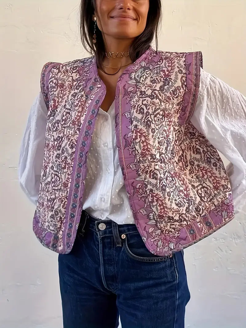CHIC FLORAL QUILTED GILET