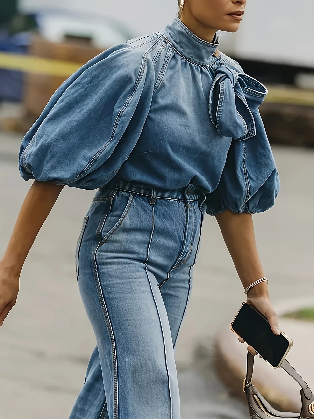 DENIM BOW SHIRT