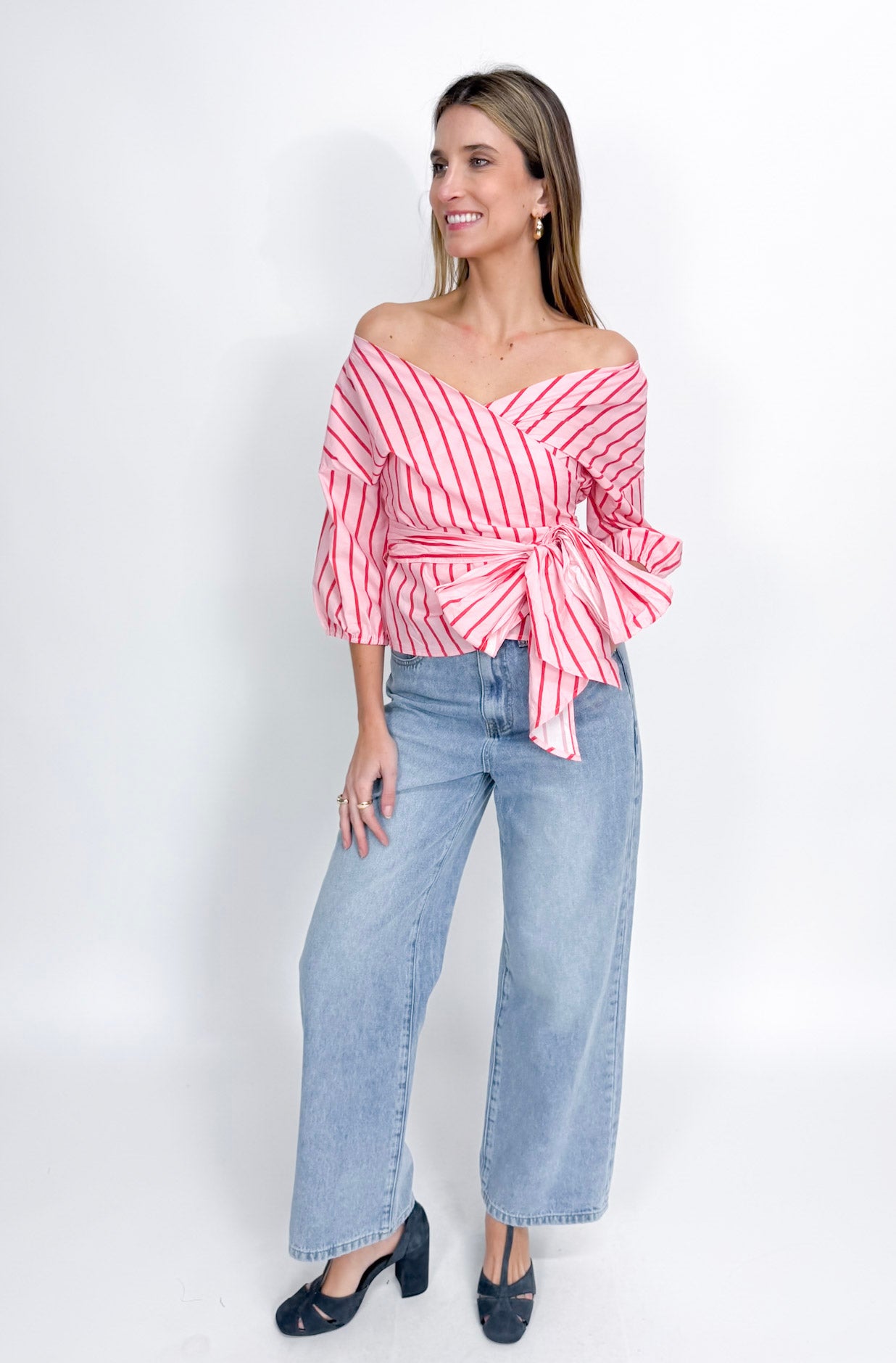 MAXINE STRIPE WRAP SHIRT