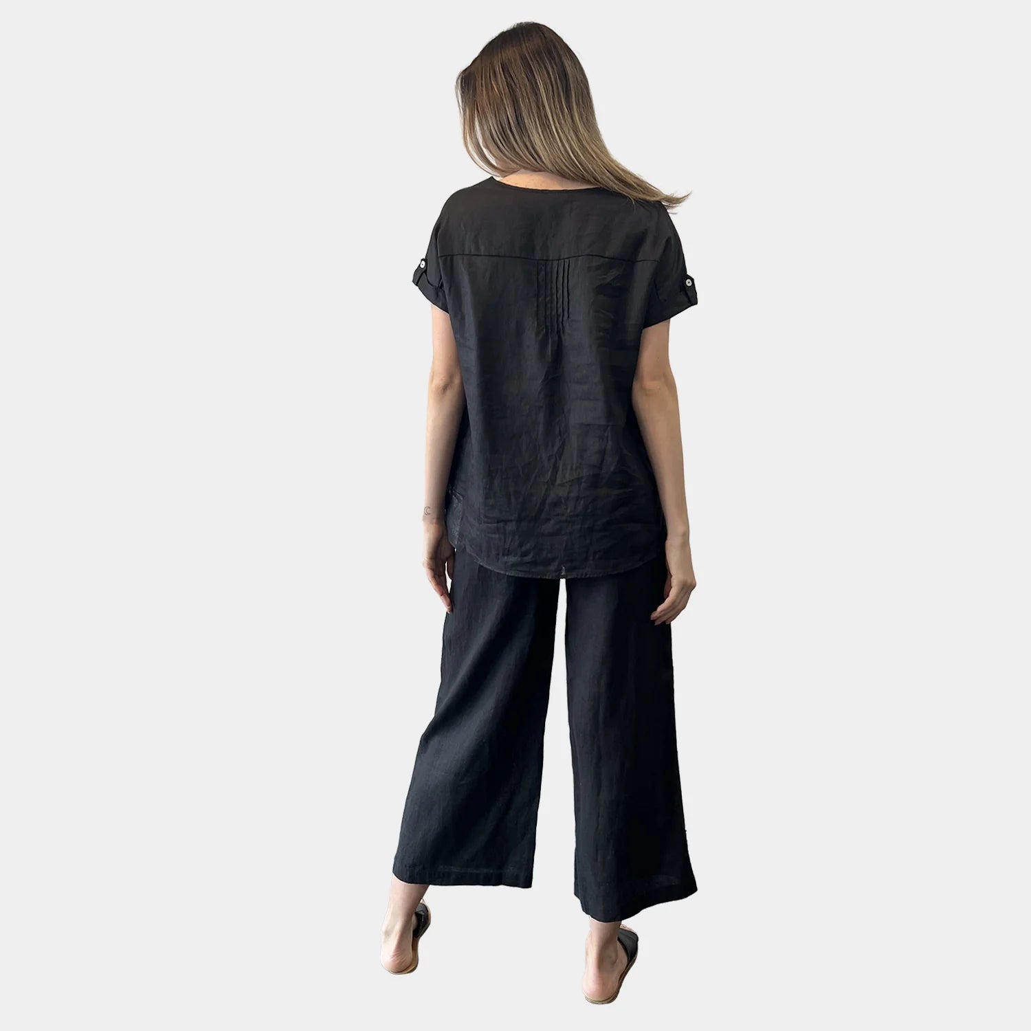 RELAXED LINEN WIDE LEG PANT
