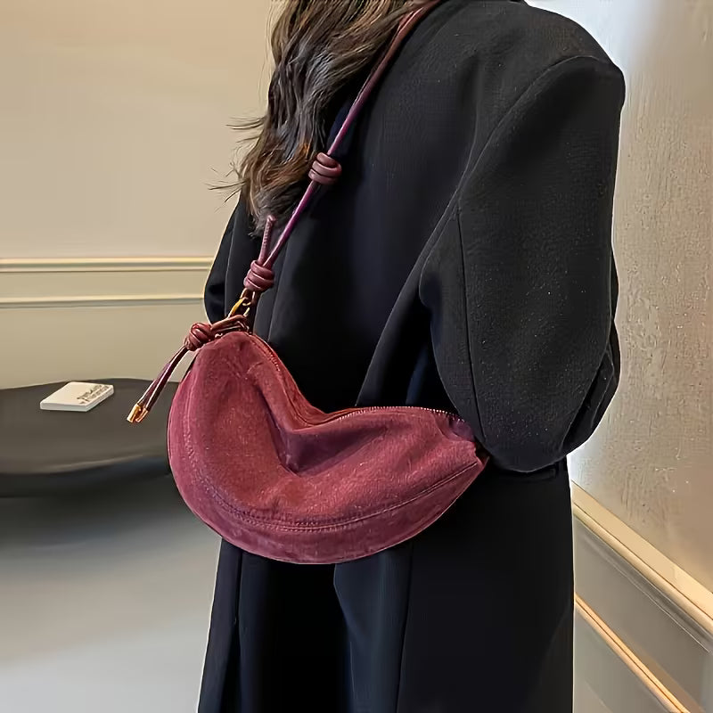 VINTAGE FAUX SUEDE CROSSBODY BAG