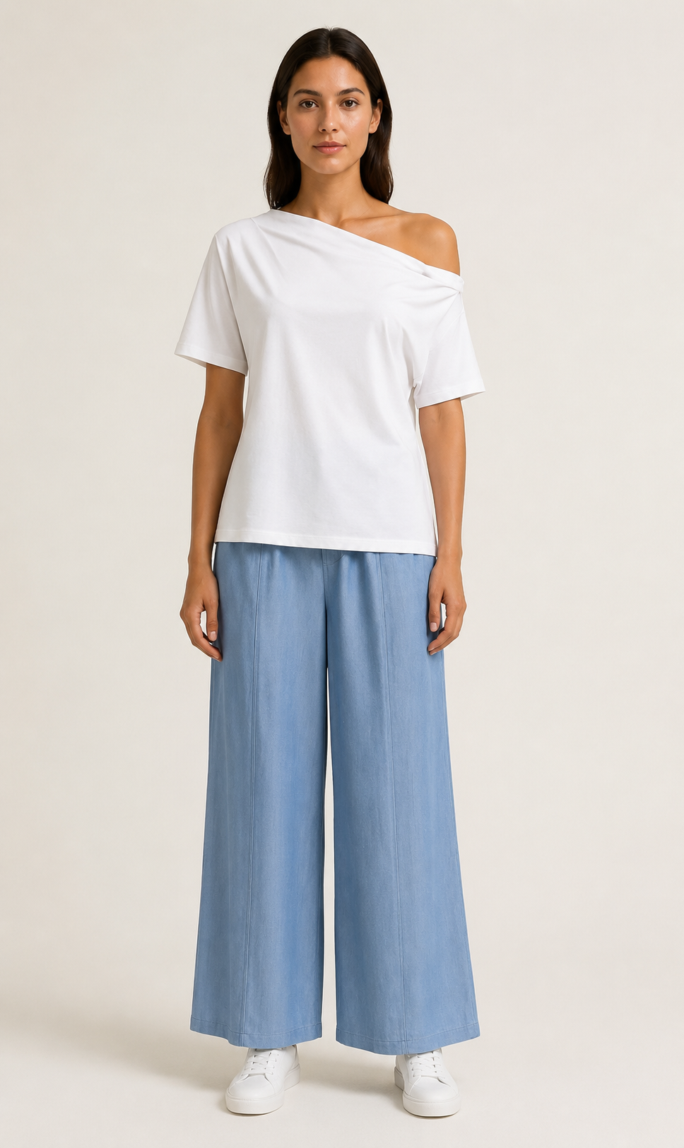 Asymmetrical Off-Shoulder Cotton Top