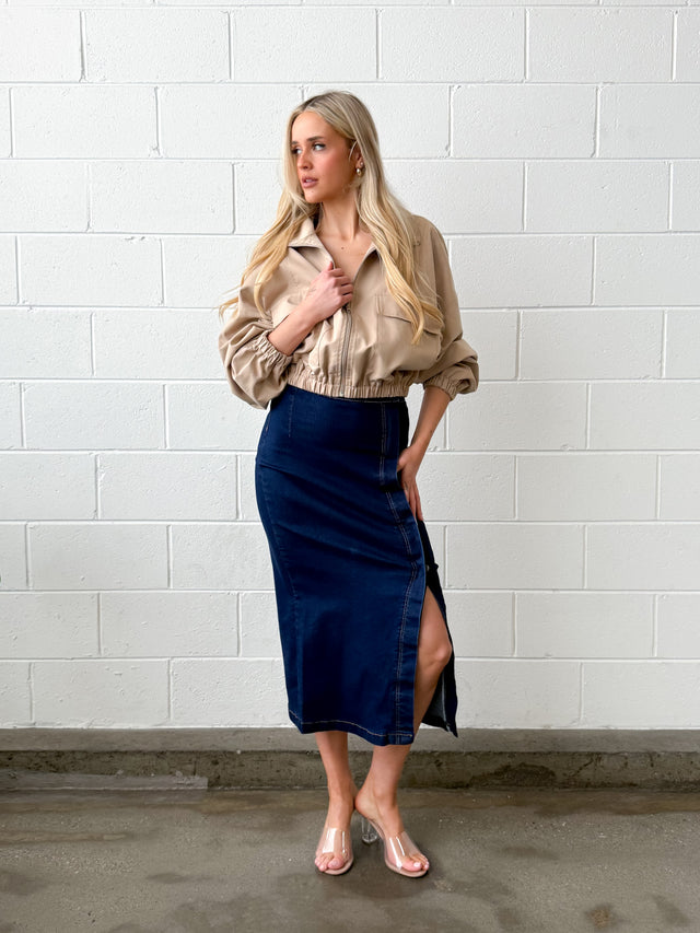 DENIM PENCIL SKIRT