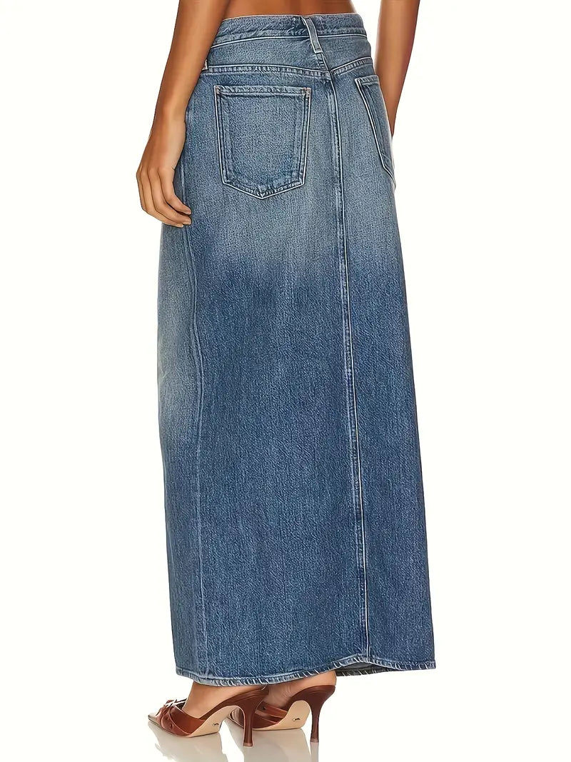 Denim classic long skirt