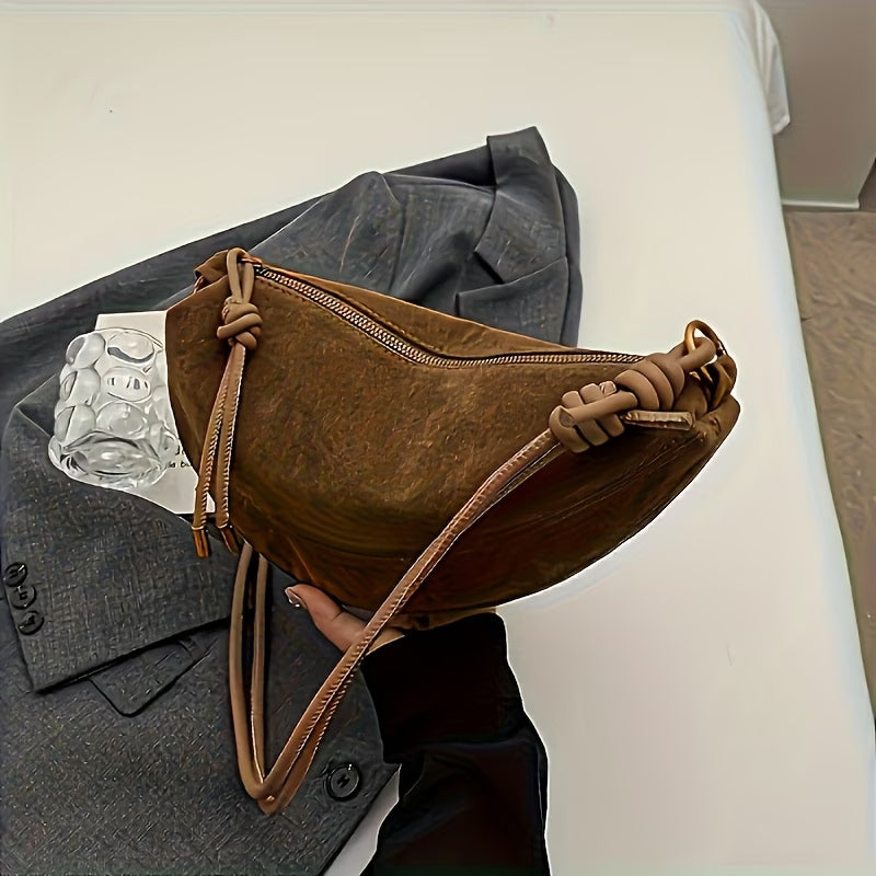 VINTAGE FAUX SUEDE CROSSBODY BAG