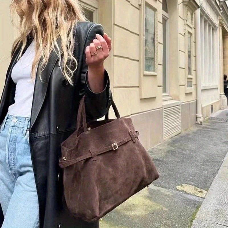 Suede belt handbag
