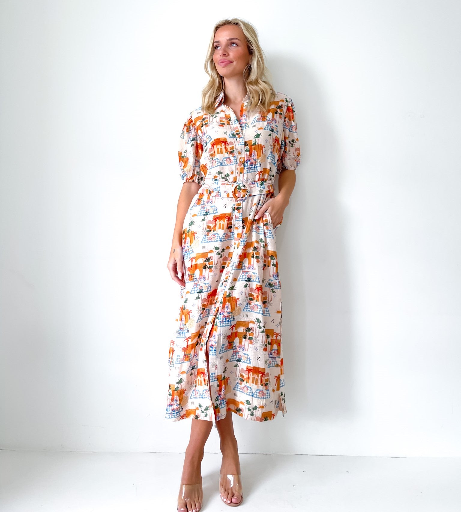 BAZAAR PRINT  SHIRT DRESS
