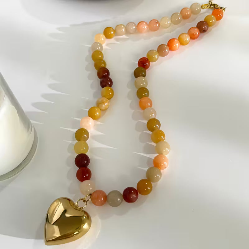 BEAD AND HEART NECKLACE