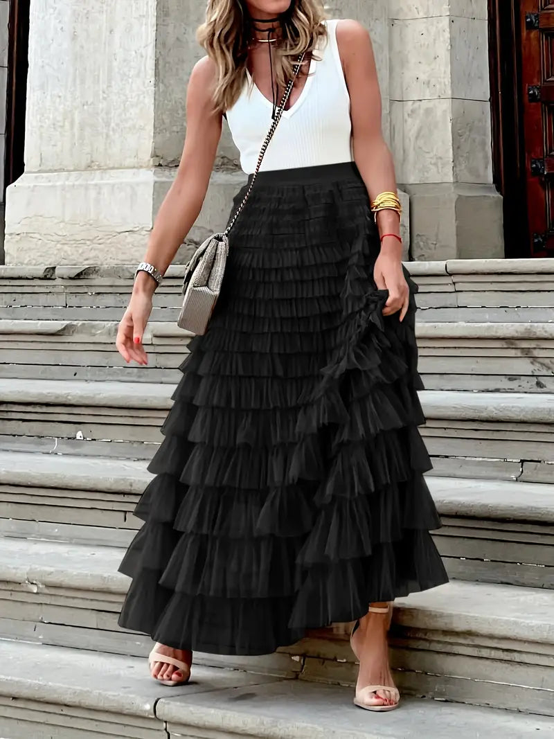 KELLY RUFFLE TULLE SKIRT