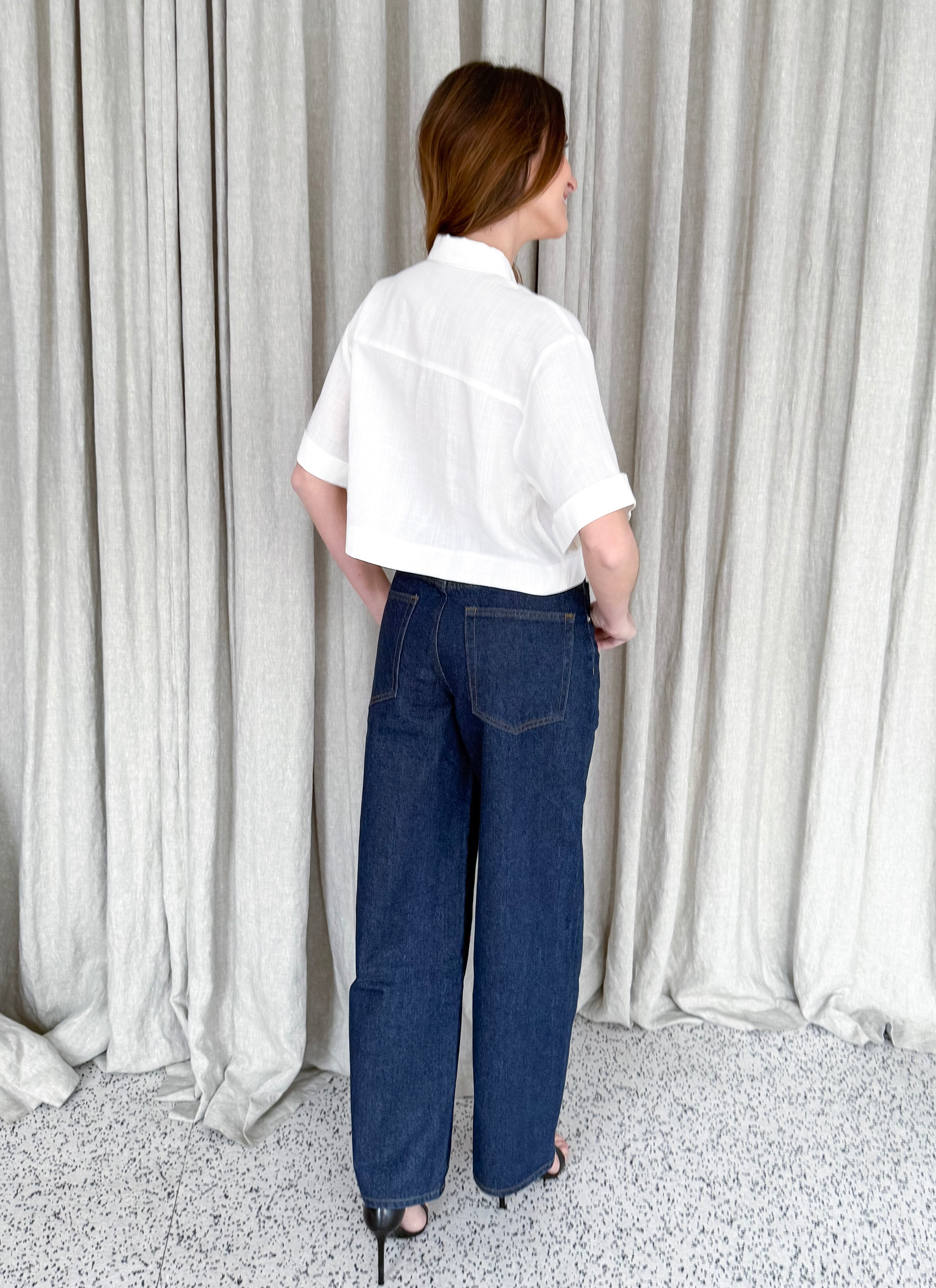 DARK DENIM WIDE LEG JEANS