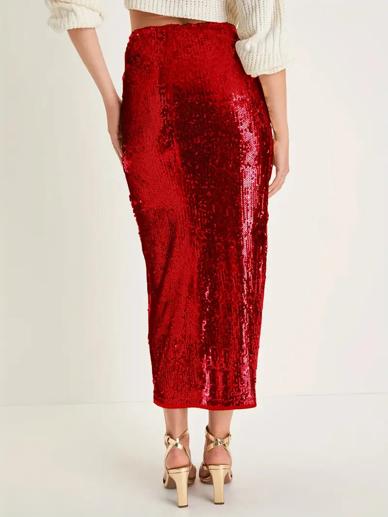SPICY METALIC SKIRT - RED