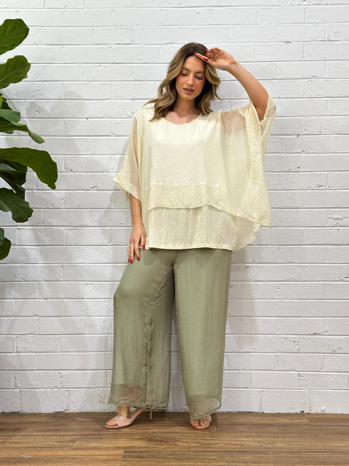 CLAUDIA CHIFFON SEQUIN BLOUSE