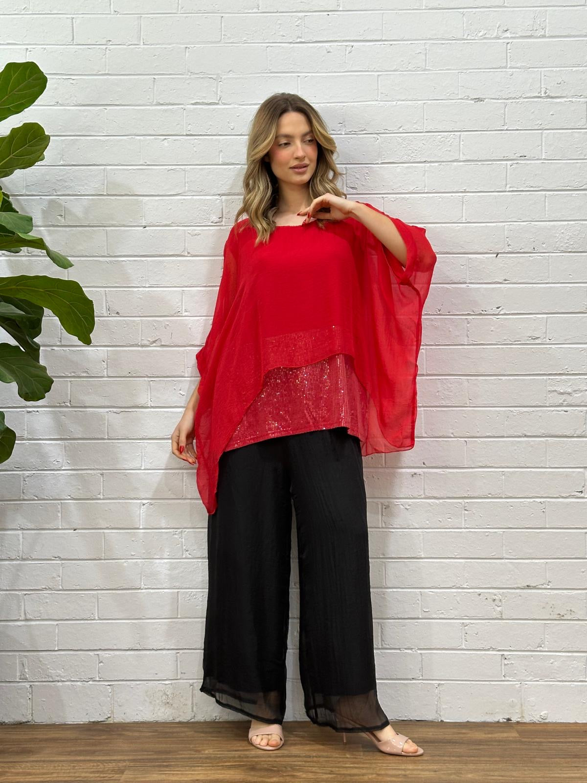 CLAUDIA CHIFFON SEQUIN BLOUSE