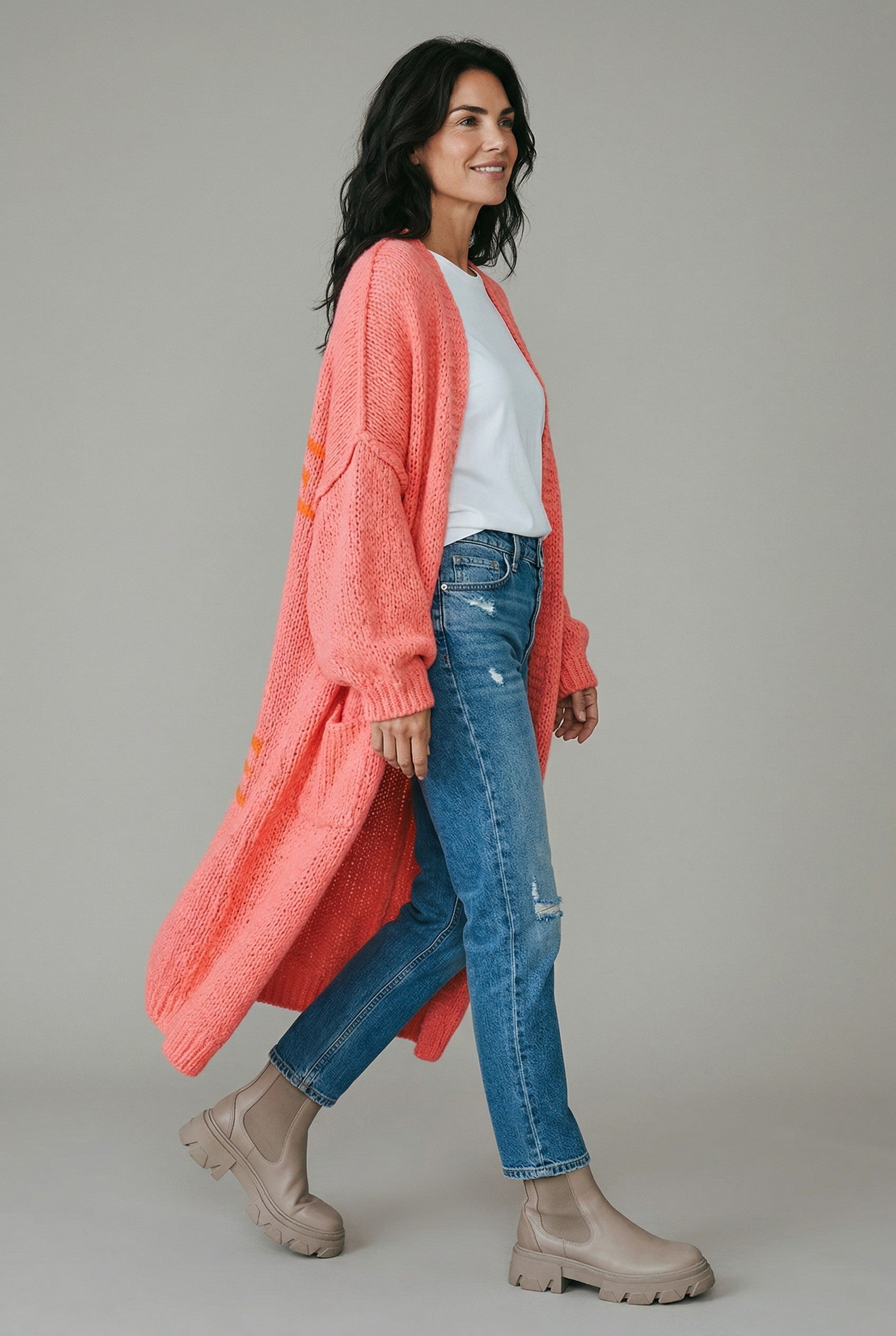 BOHO PEACE LOVE CARDIGAN - PINK ROSE