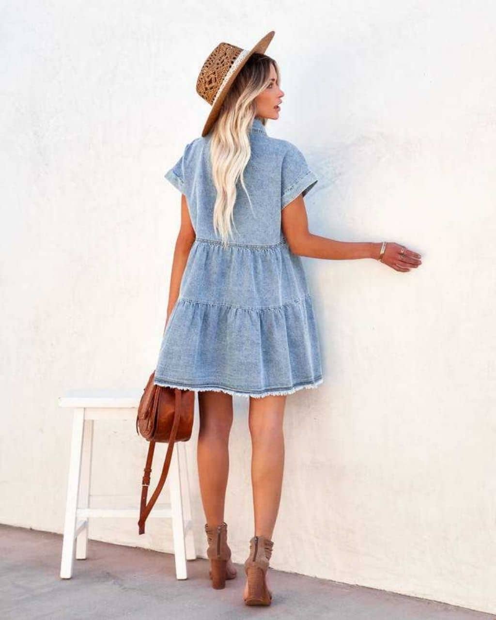 TIERED DENIM SOCK DRESS