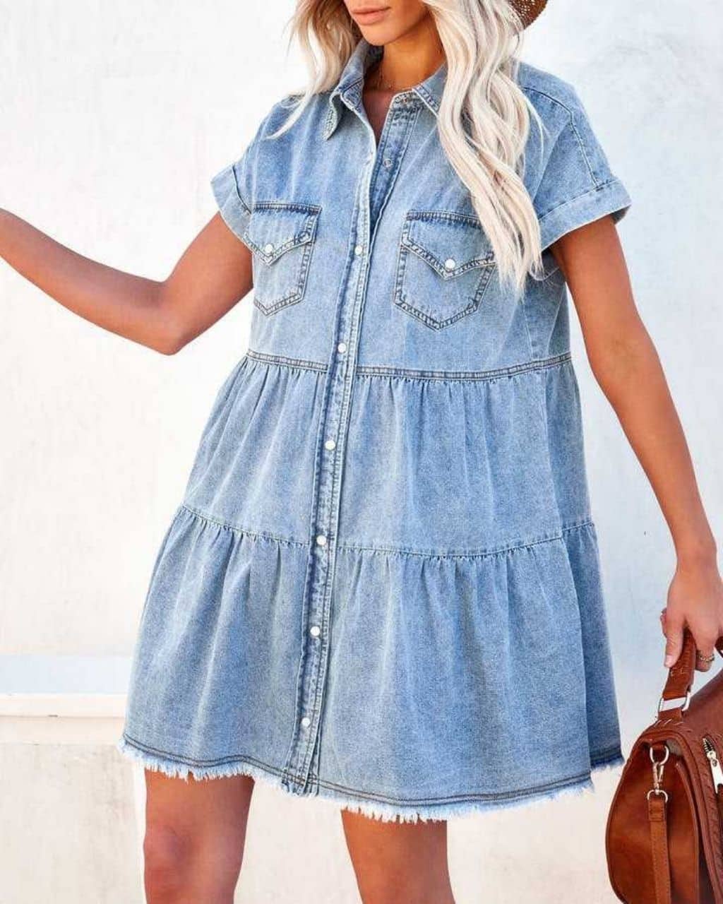 TIERED DENIM SOCK DRESS