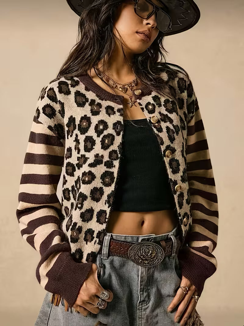 LEO STRIPE CARDIGAN - CHOCOLATE