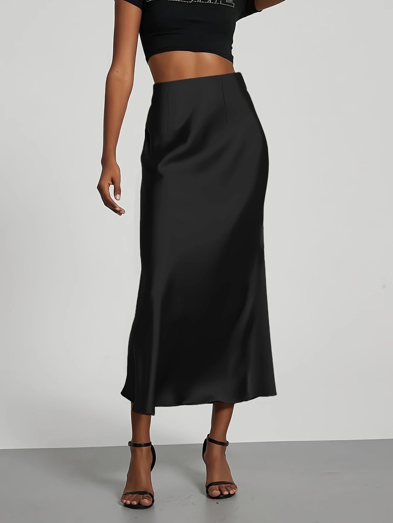 BIAS SATIN SKIRT - BLACK