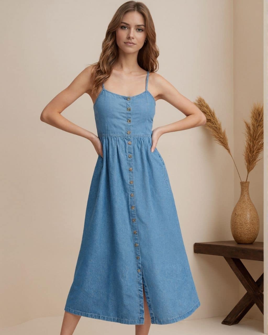 DENIM BUTTON SUNDRESS