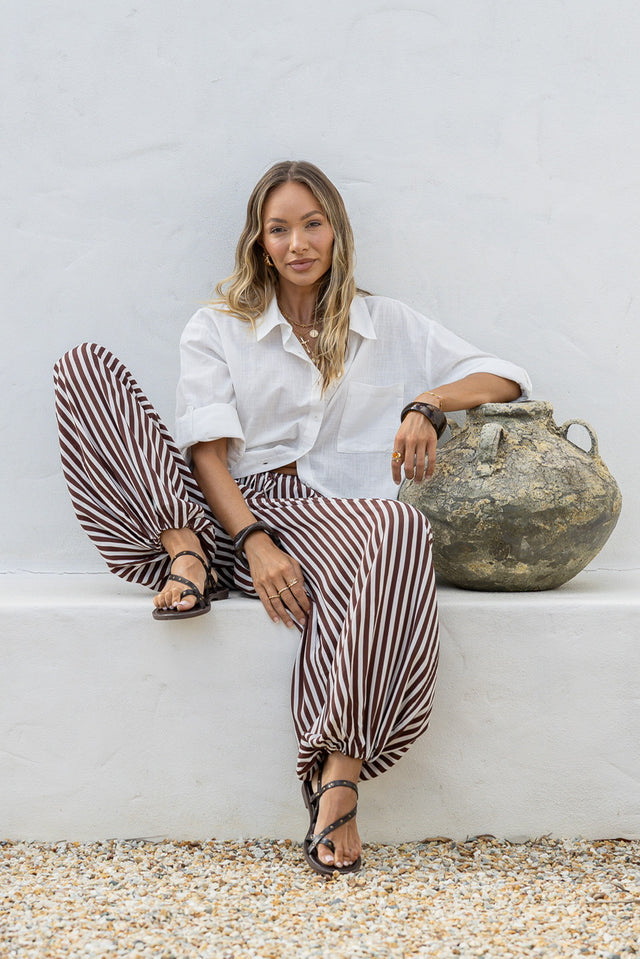DRAWSTRING STRIPE HAREM PANTS