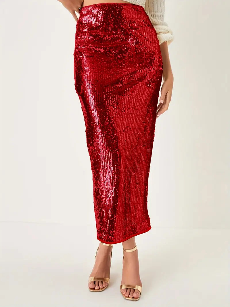 SPICY METALIC SKIRT - RED
