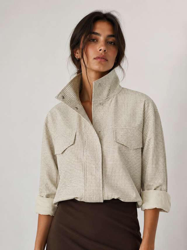 Cotton Check Utility Jacket