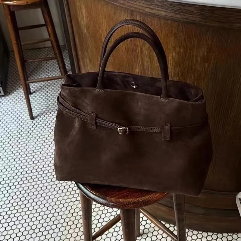 Suede belt handbag