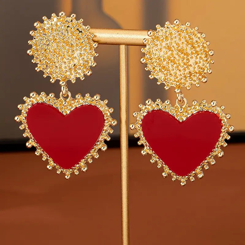 Plated Heart Dangle Earrings