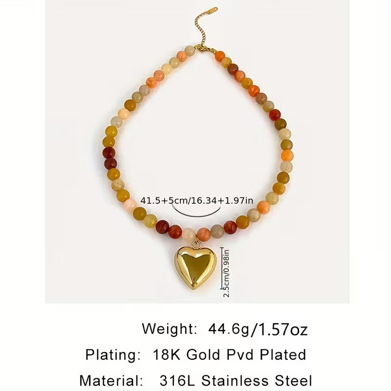 BEAD AND HEART NECKLACE