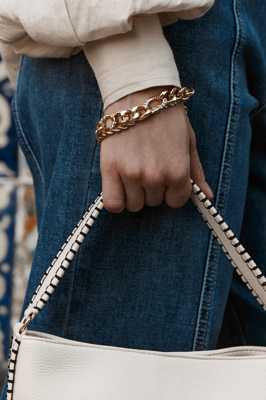 DIAMANTE LINK BRACELET SET (GOLD)